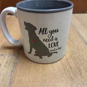 All you need is love (and a dog) Gray and White 12 oz Mug